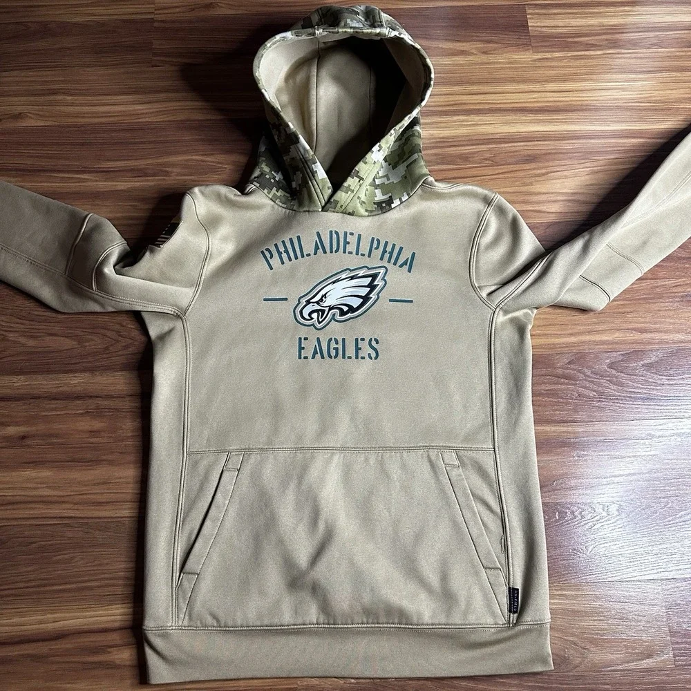Nike OnField NFL Philadelphia Eagles Salute Service Hoodie Youth XL Camo Flag